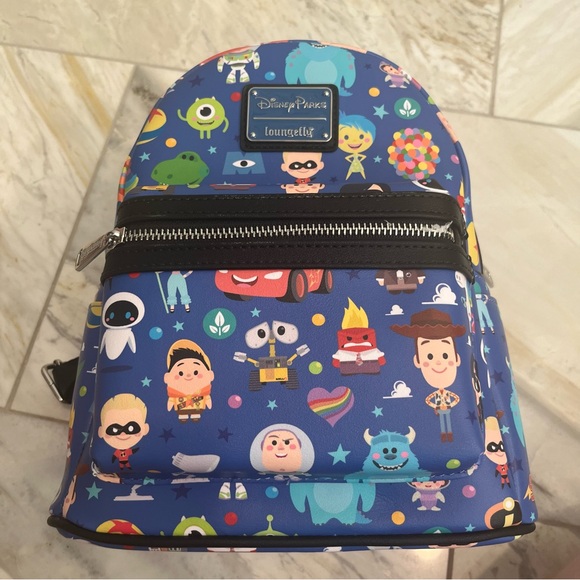 LOUNGEFLY NWT DISNEY PARKS PIXAR CHIBI BACKPACK MONSTERS INC THE INCREDIBLES - Picture 3 of 6